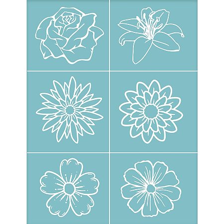 OLYCRAFT Self-Adhesive Silk Screen Printing Stencil Reusable Pattern Stencils Mixed Flower Shape for Painting on Wood Fabric T-Shirt Wall and Home Decorations-11x8 Inch