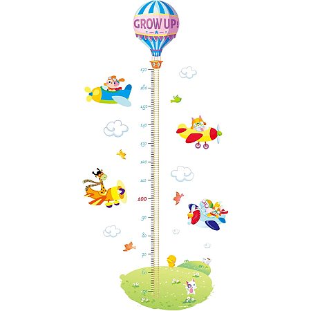 SUPERDANT 50 to 170 cm Animal Height Chart Hot Air Balloon Height Chart Animal Pilot Wall Sticker PVC Growth Charts Ruler Height Measure for Nursery Bedroom Living Room