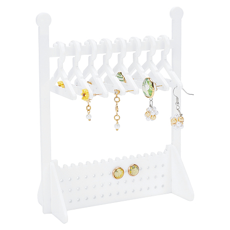 PandaHall Elite Acrylic Earrings Display Hanger, Clothes Hangers Shaped Earring Studs Organizer Holder, with 8Pcs Mini Hangers, White, Finish Product: 6x12x15.5cm, about 11pcs/set