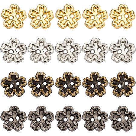 FINGERINSPIRE 240 pcs 2-Hole Mini Metal Buttons 5mm 4 Color Cherry Blossom Shape Alloy Buttons Small Sewing Buttons for Doll Clothes Mini Buttons for DIY Crafts Sewing