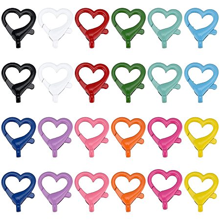PandaHall Elite Heart Shape Lobster Claw Clasps, 24pcs 12 Colors 1 x 0.8 Inch Jewelry Fastener Hooks Colorful Heart Jewelry Clasp for Necklaces Pendants Keychains Jewelry DIY Craft Making