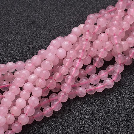 Honeyhandy Natural Rose Quartz Beads Strands, Round, 4mm, Hole: 0.8mm, about 100pcs/Strand, 15~16 inch