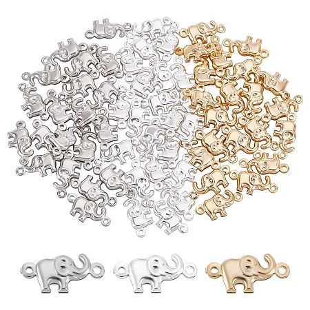PandaHall Elite 60pcs Elephant Charms, 3 Colors Animal Elephant Connectors Lucky Metal Brass Links Charms for DIY Earring Bracelet Necklace Jewelry Making
