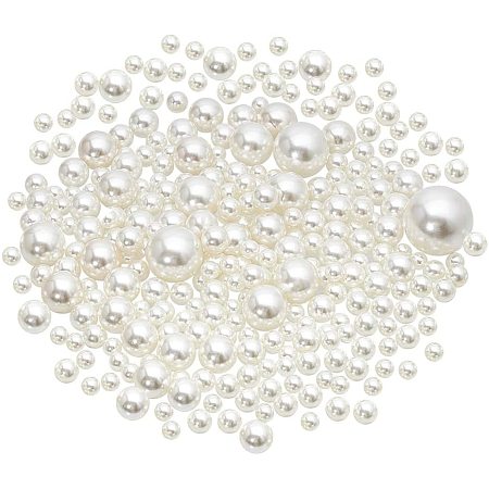PandaHall Elite 0.66lb 9 Sizes Plastic Floating Pearls Undrilled ABS Plastic Imitation Pearl Floating Beads for Vase Filler Table Scatter, Wedding, Birthday Party, Home Decoration(8mm~30mm)