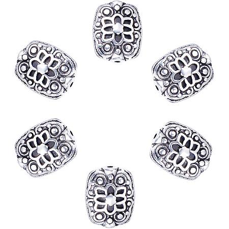 PandaHall Elite 60pcs Rectangle Spacer Beads Tibetan Alloy Antique Silver Flat Metal Jewelry Spacers for Bracelet Necklace DIY Jewelry Making, 13x11mm, Hole: 1.5mm