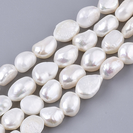 ARRICRAFT Natural Cultured Freshwater Pearl Beads Strands, Two Sides Polished, Seashell Color, 8~12x8~9x6~8mm, Hole: 0.6mm, about 36~38pcs/Strand, 13.78 inches(35cm)