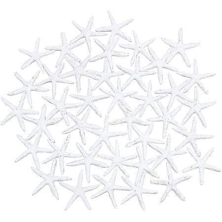 Pandahall Elite 40pcs Starfish Decor, 2 Inch Pencil Finger Starfish Resin Sea Star Flatback Hanging Decorative Ornaments for Wedding Party Christmas Tree, Beach Theme Home and Crafts Project Fish Tank