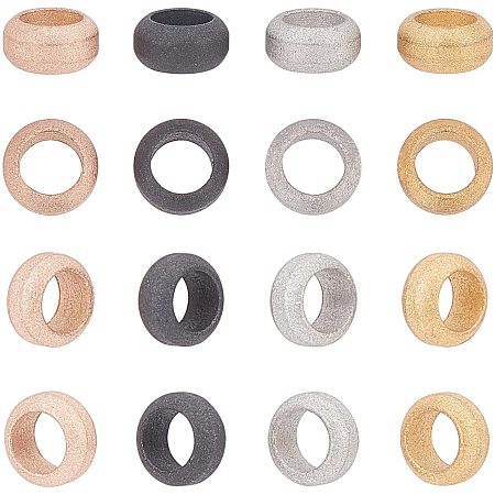 UNICRAFTALE 40pcs 4 Colors Stainless Steel Round Big Hole Beads Large Hole Ring Bead Spacers Beads Loose Beads for Jewelry Making 5mm Hole