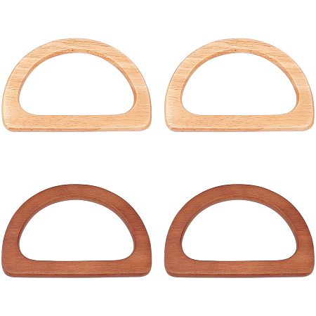 CHGCRAFT 4Pcs 2Colors Semicircle Wooden Bag Handle Replacement Handle Purse Handmade Bag Handles for Handbag Crafting