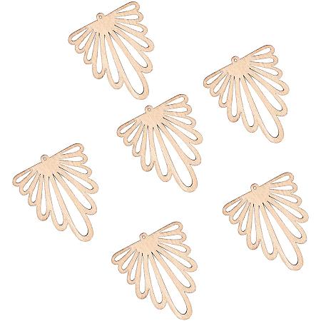 PandaHall Elite 30 pcs Flower Shape Undyed Hollow Wood Big Pendants for Earring Necklace Jewelry DIY Craft Making Tree Ornaments Hanging Ornament Decorations, Wheat Color