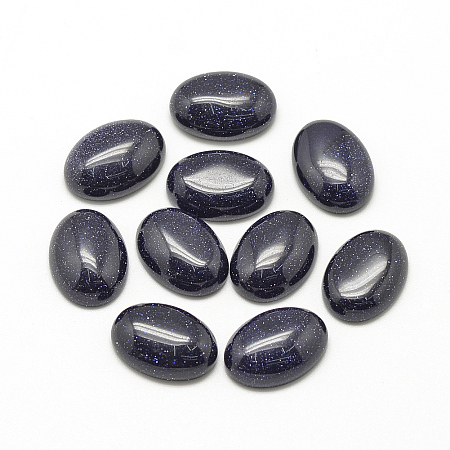 ARRICRAFT Synthetic Blue Goldstone Cabochons, Dyed, Oval, 14x10x4~5mm