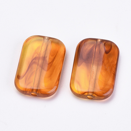 Honeyhandy Acrylic Beads, Imitation Amber, Rectangle, Dark Orange, 22x14.5x4.5mm, Hole: 1.5mm