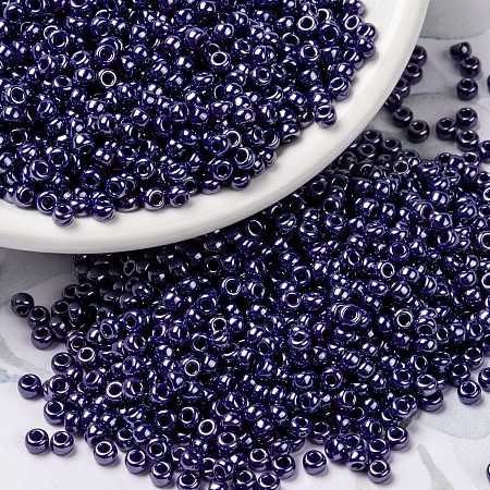 Honeyhandy MIYUKI Round Rocailles Beads, Japanese Seed Beads, (RR434) Opaque Eggplant Luster, 8/0, 3mm, Hole: 1mm, about 422~455pcs/10g