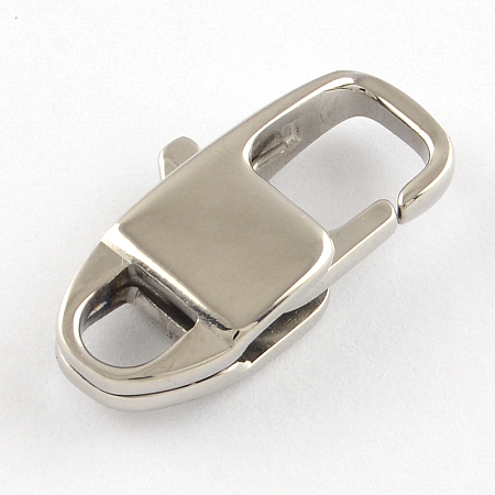 Honeyhandy Polished 316 Surgical Stainless Steel Lobster Claw Clasps, Stainless Steel Color, 23x12x5mm, Hole: 4.5mm