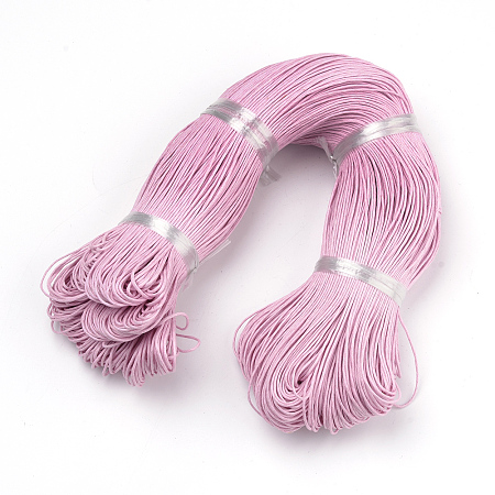 Honeyhandy Waxed Cotton Cord, Pearl Pink, 1mm, about 360yard/bundle(330m/bundle)
