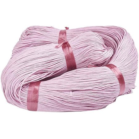 PandaHall Elite 1 Bundle(About 350m) 1 mm Pink Waxed Cord Cotton Cord Knotting Cord Beading Thread Thread Braiding Cord for DIY Necklace Bracelet Craft Making