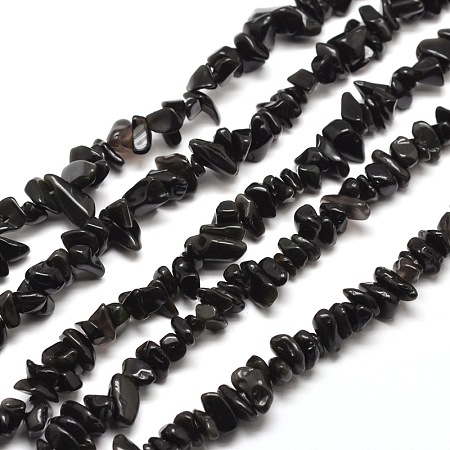 Arricraft Natural Obsidian Chip Bead Strands, 5~8x5~8mm, Hole: 1mm, about 31.5 inches