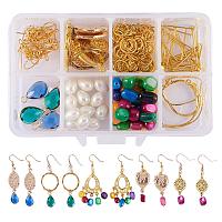 SUNNYCLUE 200+ pcs DIY Chandelier Bohemian Circle Drop Dangle Earrings Making Kit Include Shell Beads, Gemstone Drop Pendant, Chandelier Components Link, Earring Hooks and Jewelry Findings, Golden