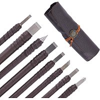 GORGECRAFT 8PCS Wood Chisels Knife Set Wood Carving Tool Tungsten Steel Stone Carving Kit with Leather Roll Bag