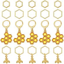 NBEADS 44 Pcs Bee Honeycomb Stitch Markers, Alloy Crochet Stitch Marker Charms Golden Hexagon Removable Locking Stitch Marker for Knitting Weaving Sewing Jewelry Making