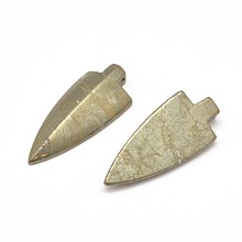 Honeyhandy Arrows Natural Pyrite Pendants, 51~53x22~24x8~9mm, Hole: 1mm