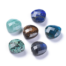 Honeyhandy Natural Mixed Stone Charms, Faceted, Teardrop, 14x13x6mm, Hole: 0.8mm