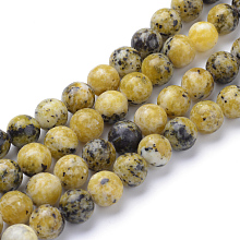 Honeyhandy Natural Yellow Turquoise(Jasper) Beads Strands, Round, 6mm, Hole: 1mm, about 65pcs/strand, 15.7 inch