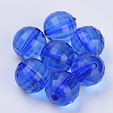 Honeyhandy Transparent Acrylic Beads, Faceted, Round, Blue, 8x8mm, Hole: 1.5mm, about 1770pcs/500g