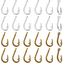 PandaHall Elite Fish Hook Charm, 40pcs 2 Colors Fishhooks Charms Pendants Tibetan Alloy Hook Pendants Metal Dangle Charms for DIY Jewelry Necklace Earrings Bracelet Making Accessories