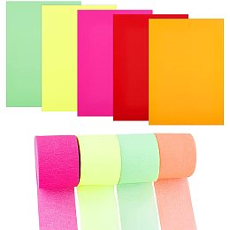 Colored A4 Copy Paper, Self-Adhesive Fluorescence Printing Paper, for DIY Art Craft, with Crepe Paper Streamer Rolls, Mixed Color, 20x21x0.01cm, 5 colors, 6sheets/color, 30sheets/set