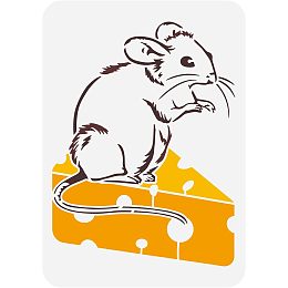 FINGERINSPIRE Mouse and Cheese Painting Stencil 8.3x11.7inch Reusable Mouse Pattern Drawing Template Rat Stealing The Cheese Stencil Cheese Template Animal Themes Stencil for Painting on Wood Wall