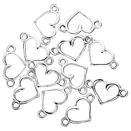 Honeyhandy Tibetan Style Alloy Hollow Connector Charms, Heart Links, Antique Silver, 8x14.5mm, Hole: 1mm