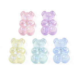 Honeyhandy Transparent Acrylic Beads, Glitter Powder, Bear, Mixed Color, 18.5x12x8mm, Hole: 1.6mm