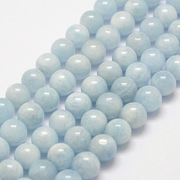 ARRICRAFT Natural Aquamarine Bead Strands, Round, 10mm, Hole: 1mm, about 39pcs/strand, 16 inches