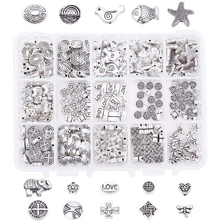 Arricraft 15 Style Animal Jewelry Spacer Beads, 300pcs Starfish Fish Dragonfly Metal Beads Charms for Earring Bracelet Necklace Making