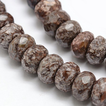 ARRICRAFT Faceted Natural Brown Snowflake Obsidian Rondelle Beads Strands, 8x5mm, Hole: 1mm, about 76pcs/strand, 15.2 inches