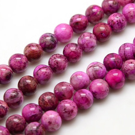 ARRICRAFT Natural Gemstone Hemimorphite Round Beads Strands, Dyed, Deep Pink, 8mm, Hole: 1.2mm, about 50pcs/strand, 15.74 inches