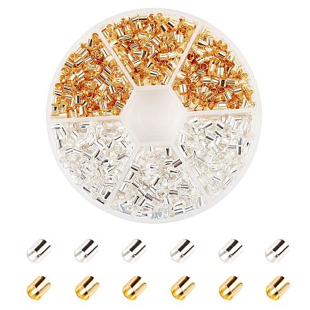 ARRICRAFT Brass Crimp Beads, Tube, Platinum & Golden, 3x3mm, Hole: 2.5mm; 2 colors, 1000pcs/color, 2000pcs/box