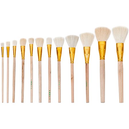 OLYCRAFT 12PCS Pottery Art Painting Brush Bamboo Chinese Calligraphy Brush Mixed Color Watercolor Brush for Painting and Writing