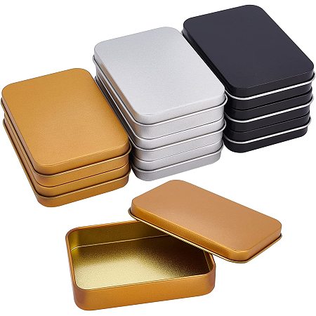 OLYCRAFT 9pcs Metal Tin Box Metal Hinged Tin Box Container Mini Portable Small Storage Container Kit with Lid for Home Storage 2.48x3.62x1.06 Inch (Gold, White, Black)