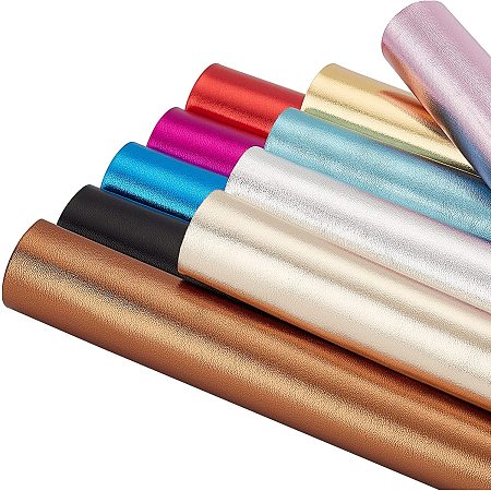 BENECREAT 10 Packs Metallic Leather Sheet Mixed Color Shiny Leather Sheets 13x7.8
