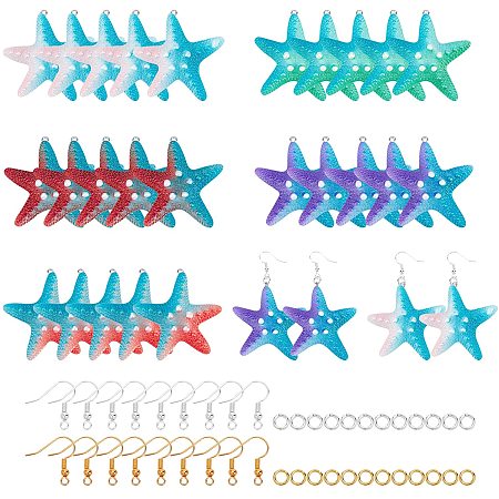 NBEADS 13 Pairs Earring Making Kits, 26 Pcs Starfish Resin Pendants Dangle Earring Making Kits with Earring Hooks and Jump Rings for DIY Earring Makings