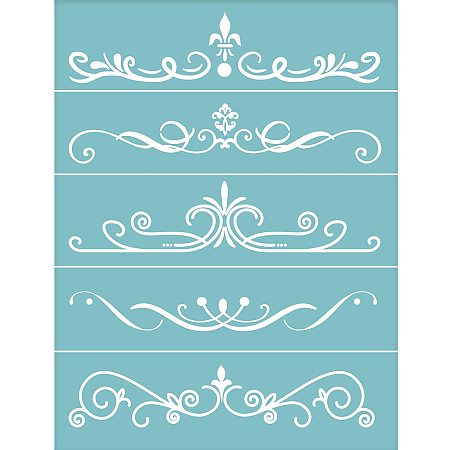 OLYCRAFT Self-Adhesive Silk Screen Printing Stencil Reusable Pattern Stencils for Painting on Wood Fabric T-Shirt Wall and Home Decorations - Crown Patterns