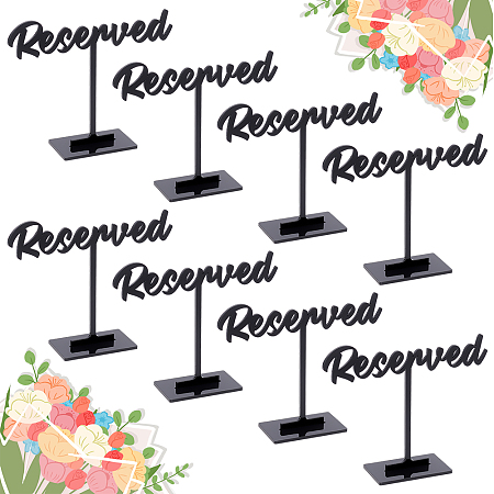 OLYCRAFT 8 Packs Acrylic Reserved Table Sign Black Wedding Reserved Seating Signs Acrylic Standing Reserved Signs Guest Reservation Table Signs for Restaurant Wedding Party Events Decoration