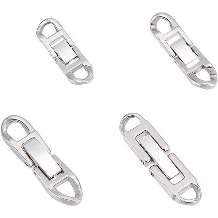 UNICRAFTALE 4pcs Stainless Steel Fold Over Clasp 11.5~18.5mm Extender Fold Over Bracelet Clasp Jewelry Extender Foldover Extension Clasp Set for Jewelry Making