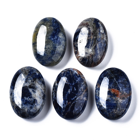 Honeyhandy Natural Sodalite Beads, No Hole/Undrilled, for Wire Wrapped Pendant Making, Oval, 59.5~60.5x40x20.5mm