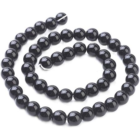 PH PandaHall 10 Strands 8mm Synthetic Black Gemstone Round Loose Stone Beads for Jewelry Making 15.5