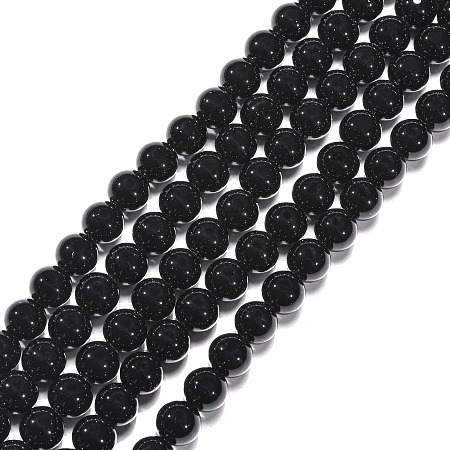 Honeyhandy Synthetic Black Stone Beads Strands, Dyed, Round, Black, 10mm, Hole: 1mm, about 39pcs/strand, 15.5 inch