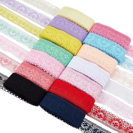 BENECREAT 140 Yards 14 Colors Nonelastic Lace Trim Fabric Lace Ribbon for Wedding Party Decorating, Sewing, Jewelry Making, Gift Package Wrapping, 1.1 inch Wide, 10yards/Color