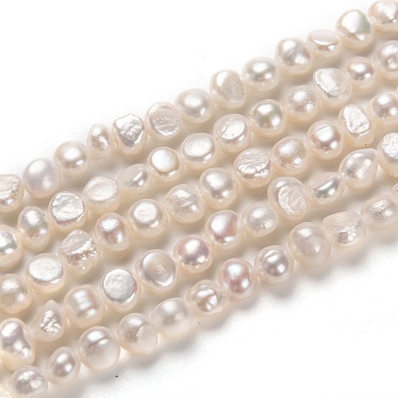 Honeyhandy Grade AA Natural Cultured Freshwater Pearl Beads Strands, Potato, Bisque, 5~6x6~7mm, Hole: 0.8mm, about 68pcs/strand, 13.78 inch(35cm)